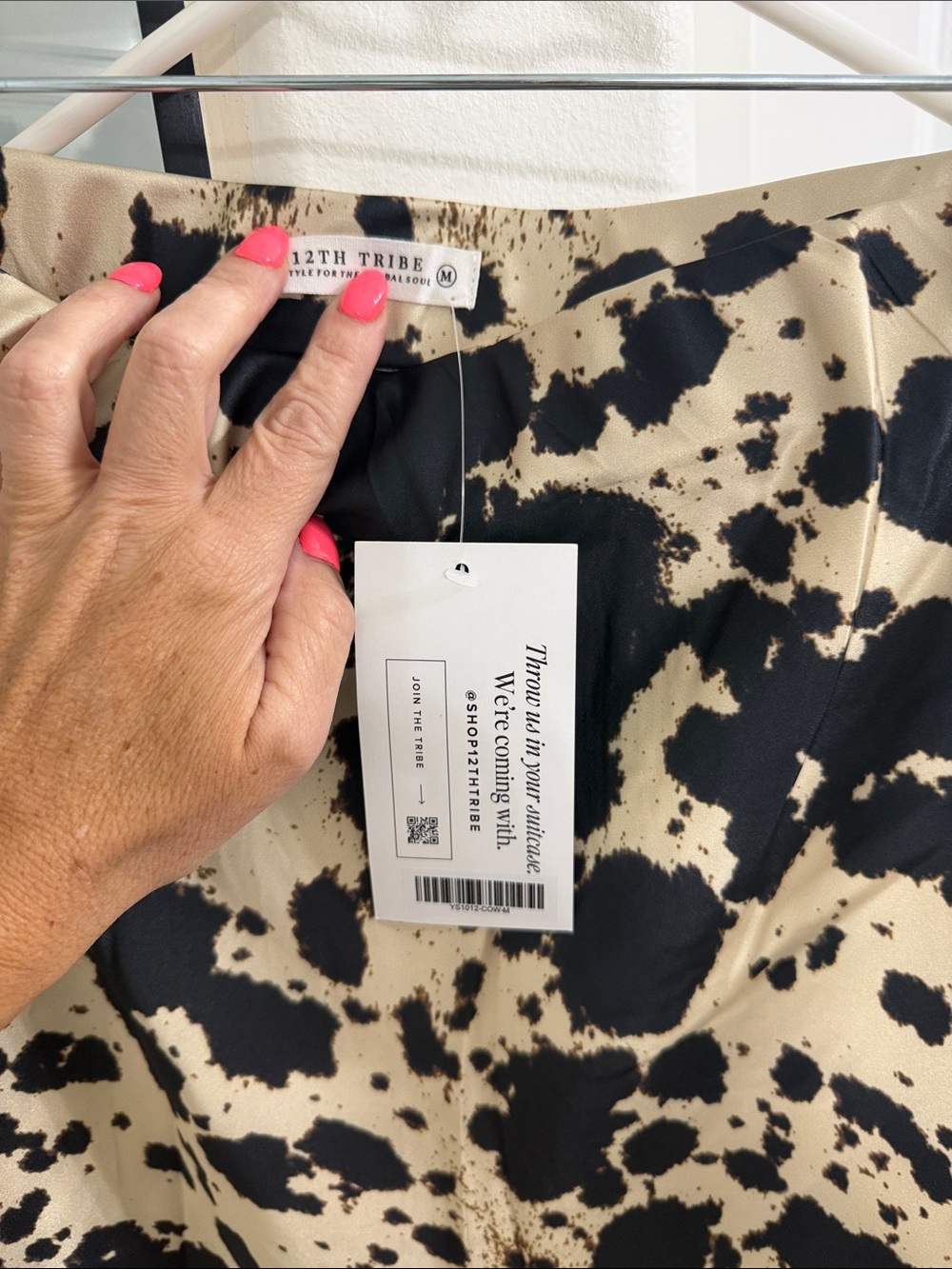 12th Tribe Black and Cream Speckled Midi Skirt - Picture 2 of 2